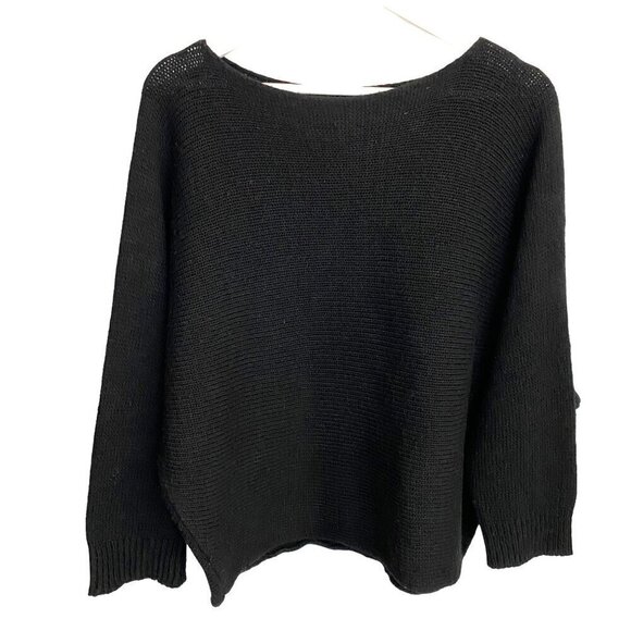 M Made in Italy Wool Mohair Blend Dolman Sweater in Black Modern Chic Size M‎ - Picture 1 of 7